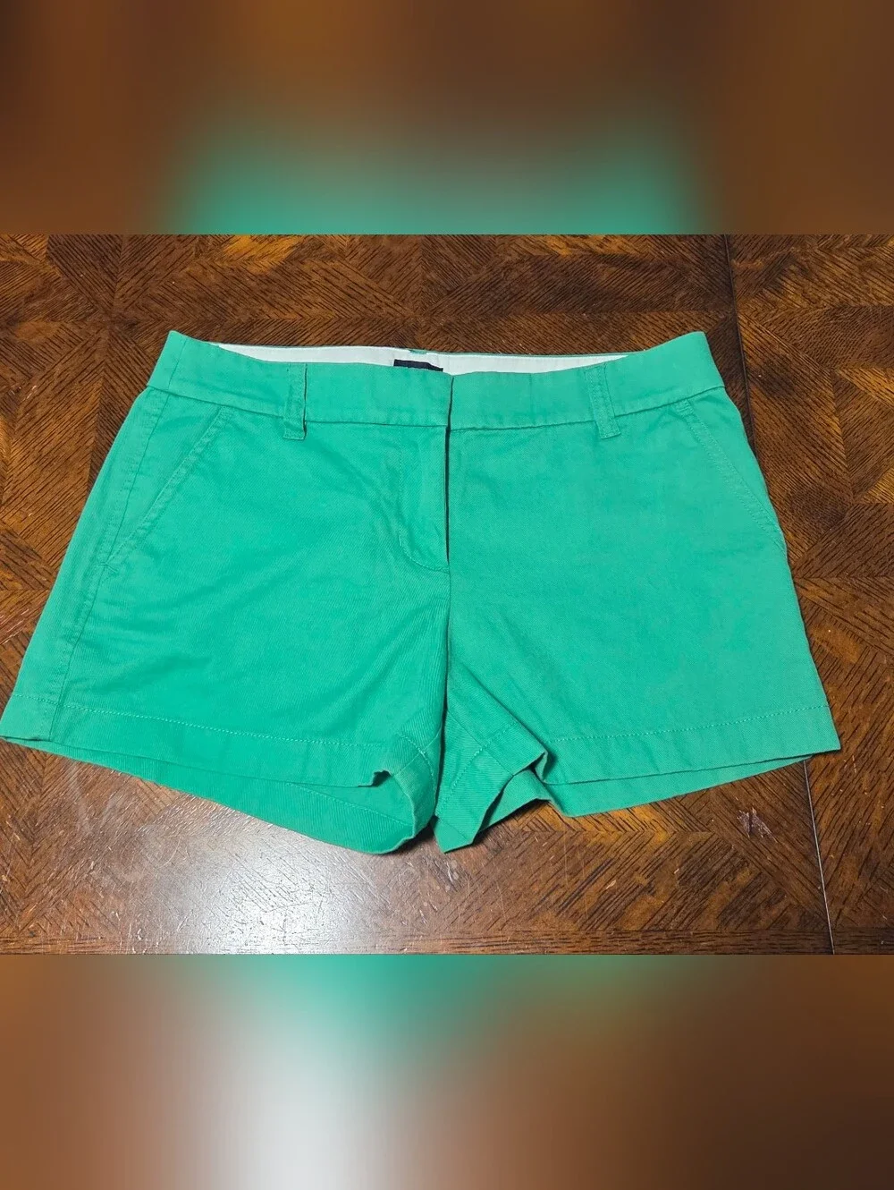 ​J. Crew Re-Imagined Green Chino Shorts 4 Cotton Casual Summer Preppy Minimalist